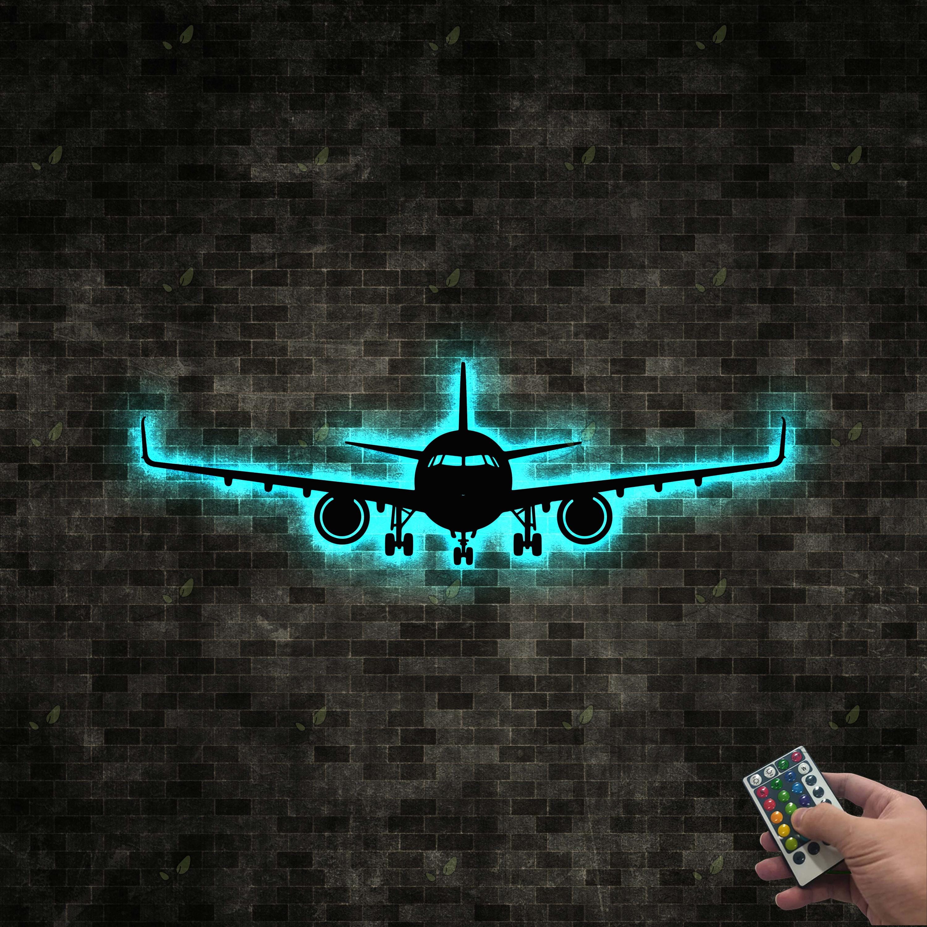 Pilot Gift, Custom Airplane Metal Sign, Aviation LED Wall Art, Travel ...