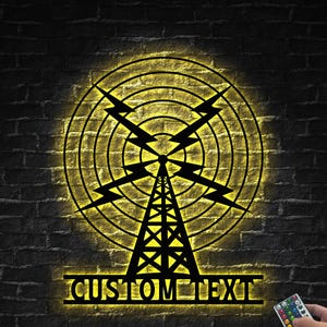 Personalized Ham Radio Metal Wall Art LED Lights - Custom Amateur Radio Name Sign Home Decoration - Ideal for Home Decor & Gift - Home Gift