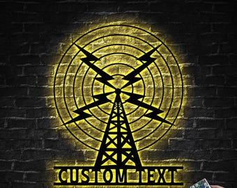 Personalized Ham Radio Metal Wall Art LED Lights - Custom Amateur Radio Name Sign Home Decoration - Ideal for Home Decor & Gift - Home Gift