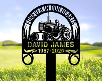 Personalized Memorial Tractor Sign, Tractor Stake, Farmer Memorial Gift, Farmhouse Decoration, Farmer Loss, Sympathy Sign, Remembrance Stake
