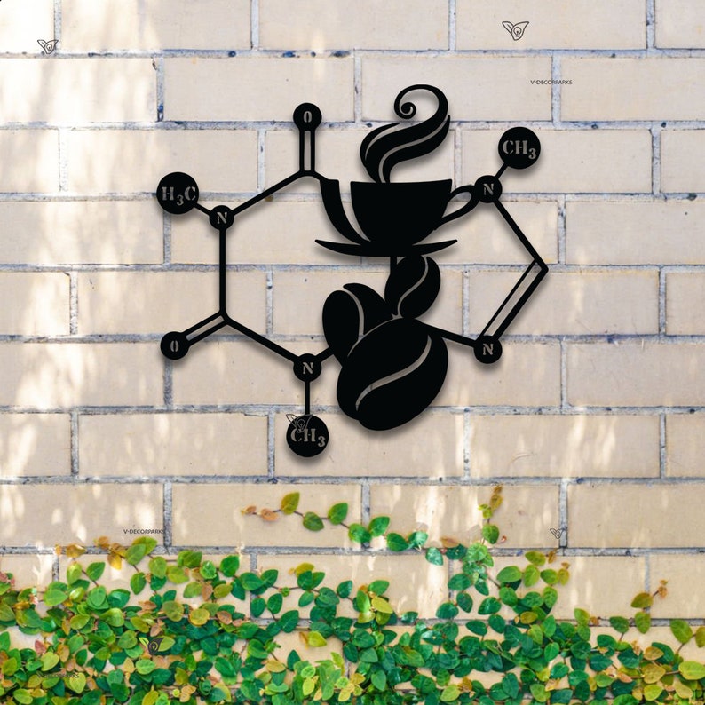 Caffeine Molecule Metal Wall Art LED Light Biology Chemistry Science ...