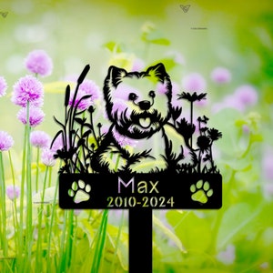 Custom Memorial Dog Metal Sign, West Highland White Terrier Loss, Sympathy Gift, Rusty Metal Stake, Pet Grave Markers,Vintage Sign, Dog loss