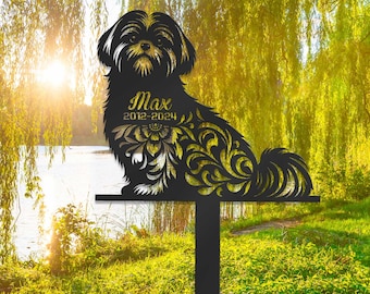 Estaca conmemorativa personalizada para perro Shih Tzu, letrero de Shih Tzu, letrero de condolencia, lápida para mascota, estaca conmemorativa, letrero para jardín, regalo por la pérdida de un perro