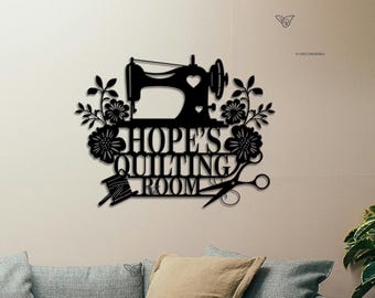 Personalized Sewing Metal Sign Wall Art, Custom Quilting Sign For Sewing room Decor, Gift For Grandma, Sewing Machine Sign, Home Decoration