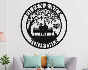 Letrero metálico personalizado para 40.º aniversario, regalo para padres, letrero de 40.º aniversario, regalo de aniversario de rubí, aniversario de bodas, regalo para pareja, regalo para el hogar.