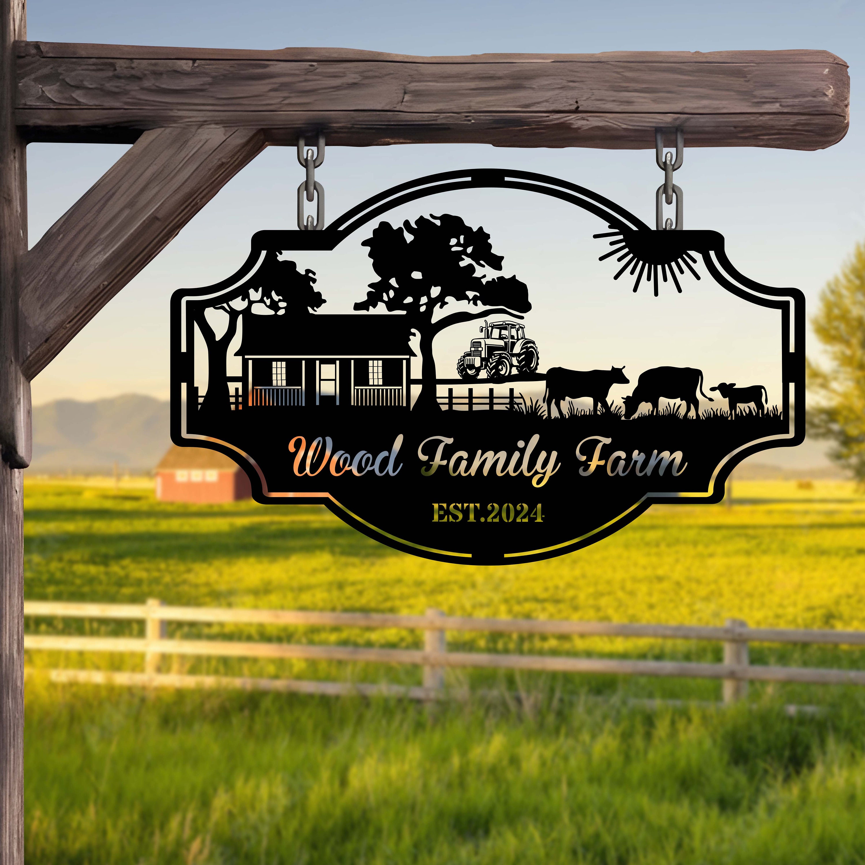 Personalized Farmhouse Sign, Metal Farm Sign, Custom Metal Farm Name ...