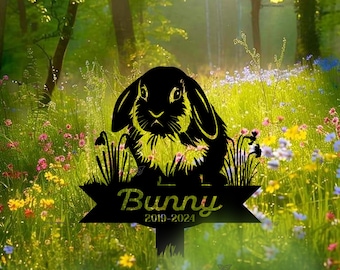 Custom Bunny Name Memorial Stake, Pet Rabbit Memorial,  Rabbit Grave Markers Stake, Bunny Metal Garden Stake, Rabbit Memorial , Rabbit Loss