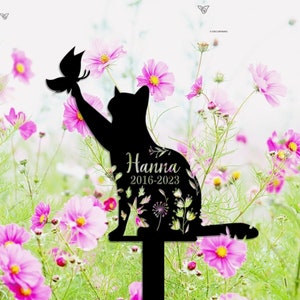 Personalized Cat Memorial Stake, Rusty Metal Stake, Cat Loss, Sympathy Sign, Pet Grave Markers, Remembrance Stake, Garden Decor, Flower Cat