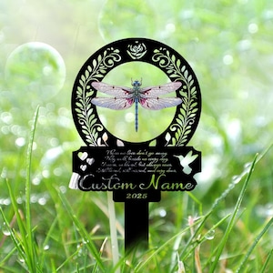 Personalized Dragonfly Garden Signs, Dragonfly Sign, Dragonfly Metal Sign, Garden Decor, Custom Gardening Sign, Dragonfly Gifts, Yard Art