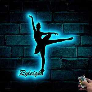 Custom Modern Dance Metal Wall Art LED Lights Personalized Girl Ballet Dancing Name Sign Home Decor Dancer Kids Nursery Decoration Birthday