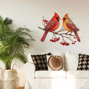 Cardinals Metal Sign, Gardener Decor, Yard Art, Christmas Gifts,  Red Cardinal Metal Wall Art, Cardinal Bird Garden Sign,Cardinal Metal Wall