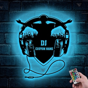 Custom DJ Metal Wall Art with LED Light, DJ Player Metal Sign, Gifts for dj, Disc Jockey gift, Music Lovers Gift, Room Decor Gift For Man