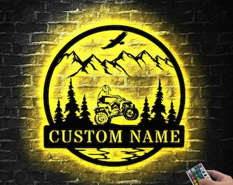 Custom ATV Metal Monogram Sign Led | Quad Motocross Four Wheeler Sign | Metal Wall Art | Gift for Dad | ATV Gift | Rider Decor | Garage Sign