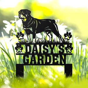 Customized Rottweiler Dog Metal Memorial Garden Stake Personalized Pet Grave Marker Name Sign Remembrance Stake Decor Sympathy Dog Loss Gift