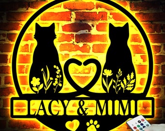 Cartello in metallo personalizzato con gatto - Cartello in metallo con amore per i gatti - Cartello con gatto - Regalo per gatti - Regalo per animali domestici - Decorazione per gatti - Decorazione per animali domestici - Amore per i gatti - Gattaia - Proprietario di gatti