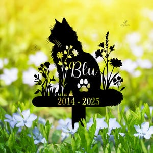Custom Cat Memorial Stake Metal Sign, Personalized Cat Grave Markers, Metal Cat Garden Sign, Cat Remembrance Stake, Cat Loss, Cat Lover Gift