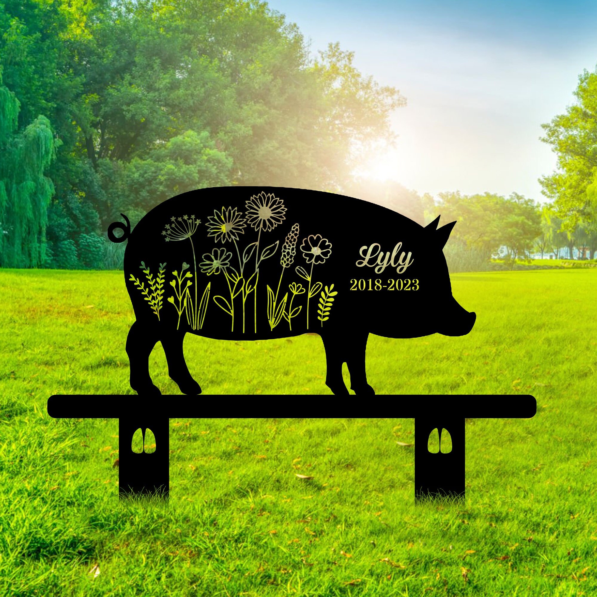Personalized Pig Memorial Stake,Metal Stake,Pig Loss,Sympathy Sign,Pet Grave Markers,Remembrance Stake,Pig Pet Sign,Outdoor Pig Garden Decor