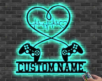 Custom Gamer LED Sign, Personalized Gaming Room Decor, Couple Gift,Video Game Wall Art,Custom Name Light Sign,Man Cave Decoration,Gamer Gift