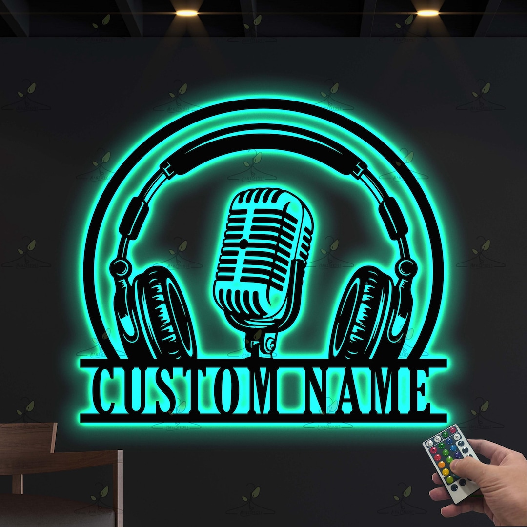Custom Music Audio Studio Metal Wall Art LED Light, Personalized ...