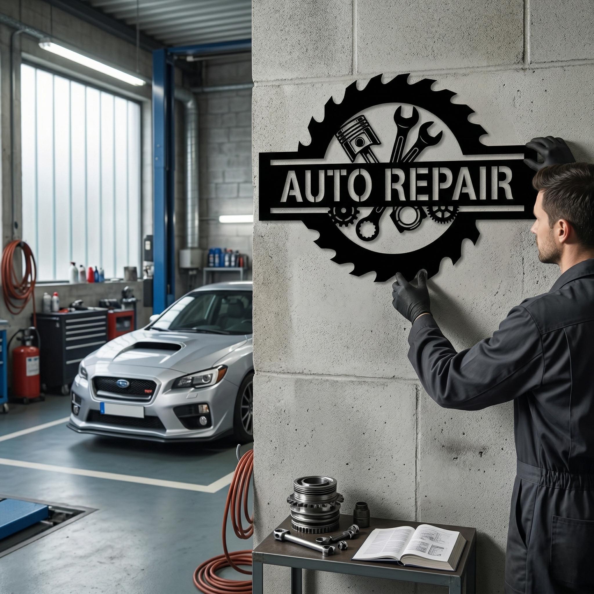 Custom Auto Repair Metal Sign, Workshop Wall Art, Business Name Sign ...