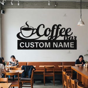 Benutzerdefinierte Coffee Shop Dekor, personalisierte Coffee Bar Zeichen, Kaffee Liebhaber Geschenk, Küche Wandkunst, rustikale Wohnkultur, Cafe Wandkunst, Kaffee Zeichen