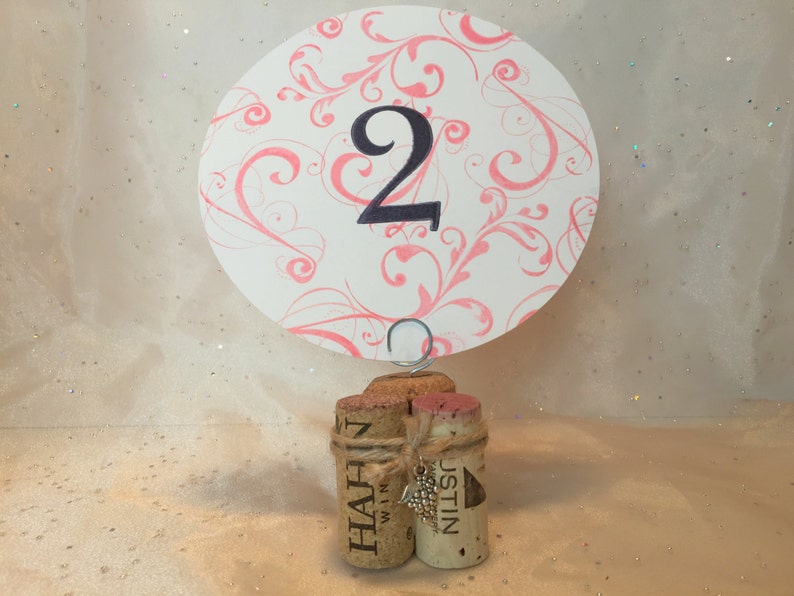 Wine Cork Place Card Holders Party Favors Set of 10 For Weddings Parties Wine Events Each Holder Unique Variety of Natural Corks image 6