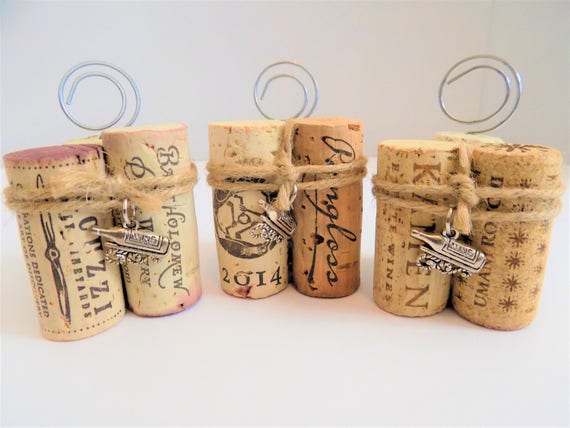 Wine Cork Place Card Holder Set Of 10 Menu Table Number Etsy