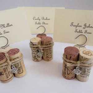 Wine Cork Place Card Holders Party Favors Set of 10 For Weddings Parties Wine Events Each Holder Unique Variety of Natural Corks image 2
