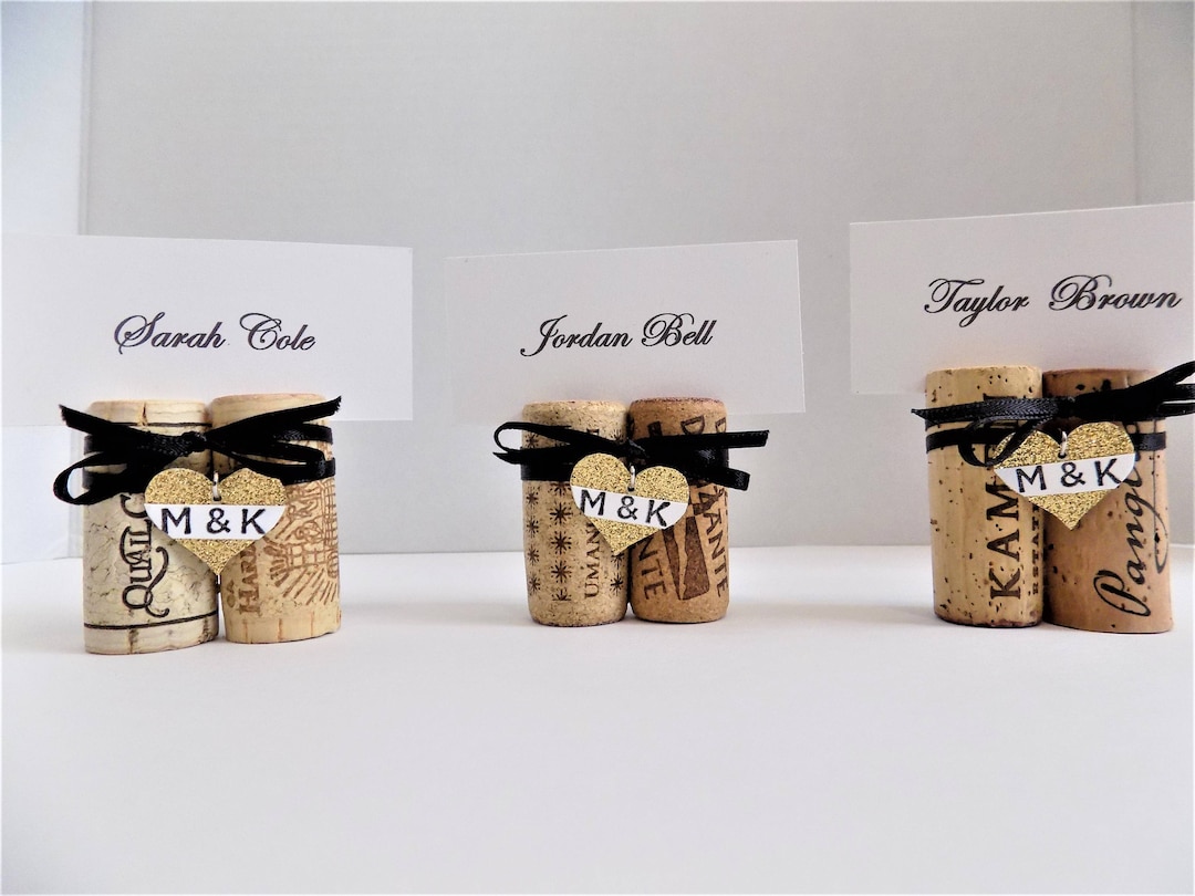 Wine Cork Place Card Holders Set of 10 Two Cork Bundles Gold Glitter ...