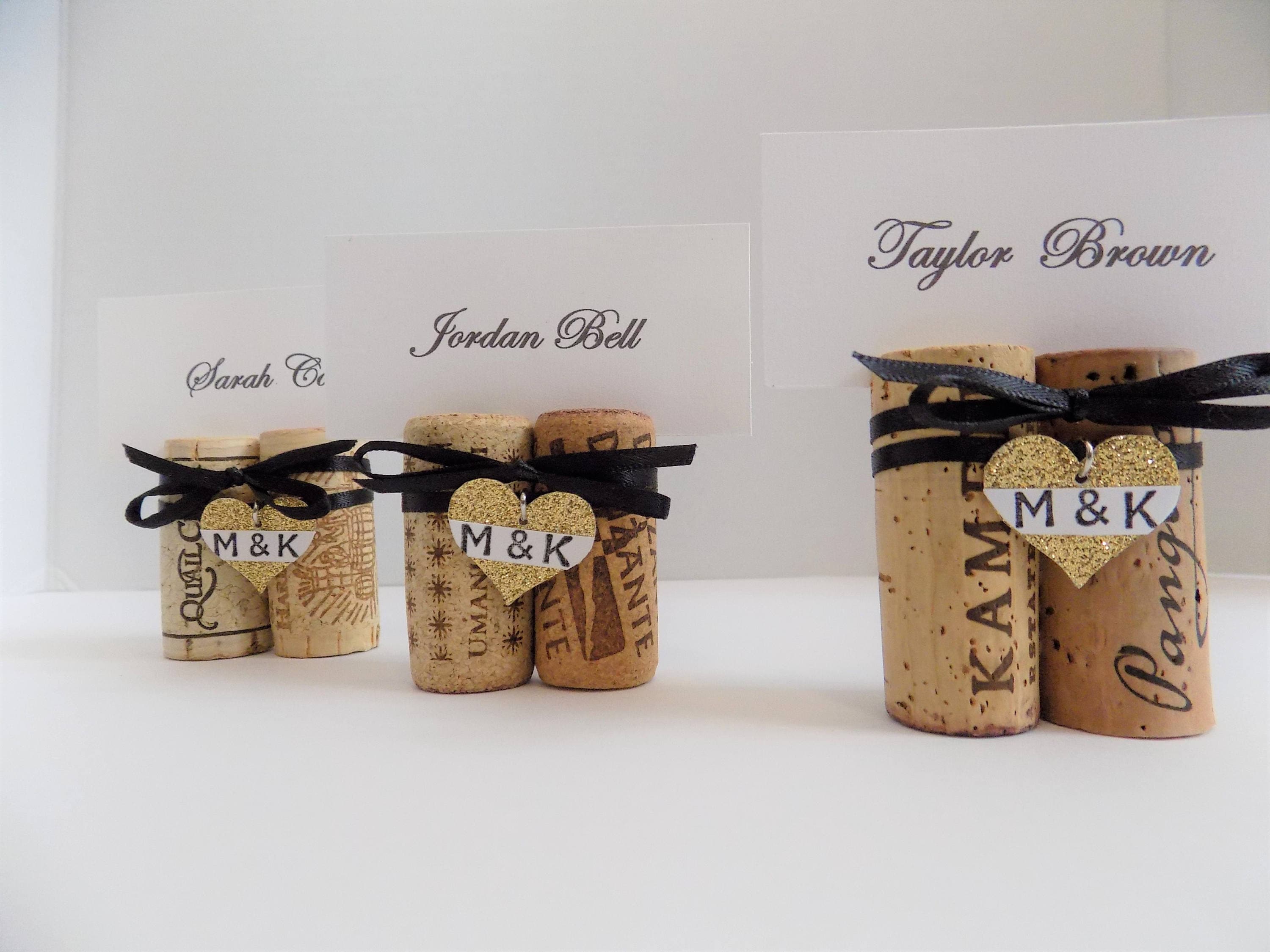 Wine Cork Place Card Holders Set of 10 Two Cork Bundles Gold Glitter ...