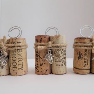 Wine Cork Place Card Holders Party Favors Set of 10 For Weddings Parties Wine Events Each Holder Unique Variety of Natural Corks image 3