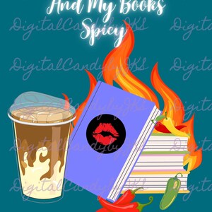 Iced Coffee and Spicy Books Digital Art Screensaver for Kobo Libra Color E-Reader
