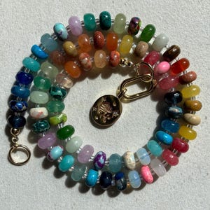Garden rainbow necklace | Beaded gemstone necklace | Candy necklace | Boho necklace | Semiprecious gems | Summer necklace | Heart clasp