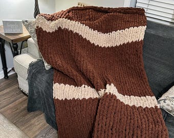 Handmade Chunky Yarn Knitted Blanket