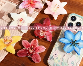 Lily Flower Magnetic Phone Grip,Tropical lily Magnetic Grip For Kindle, Magnetic Orchid Phone,Magnetic Folding Base,Phone Accesories
