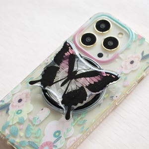 Black Butterfly Resin Magnetic Phone Grip,Grip For Kindle,Grip Holder, Magnetic Folding Base, Phone Accesories,Kindle ipad Phone Grip