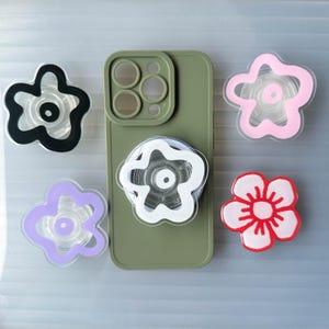 Solid Colour Flower Phone Grip, Magnetic Grip For Kindle Mobile Phone, Purple Flower Grip Holder, Magnetic Folding Base, Phone Accesories