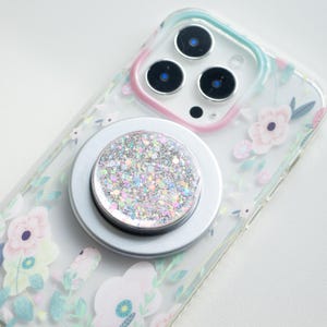 Glitter Resin Magnetic Grip, Phone Grip For Kindle, Magnetic Folding Base, Cute Kindle Grip,Holographic Phone Grip, Laser Bookish Gift