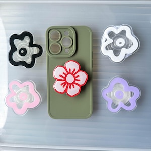 Solid Colour Flower Phone Grip, Magnetic Grip For Kindle Mobile Phone, Purple Flower Grip Holder, Magnetic Folding Base, Phone Accesories