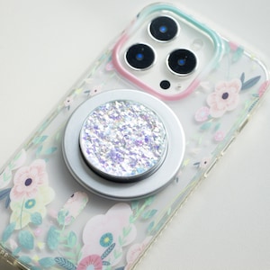 Glitter Resin Magnetic Grip, Phone Grip For Kindle, Magnetic Folding Base, Cute Kindle Grip,Holographic Phone Grip, Laser Bookish Gift