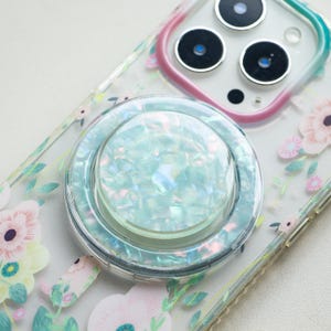 Sea Shell Phone Grip, Abalone Shell Magnetic Grip For Kindle, Magnetic Folding Base, Kindle Grip,iPhone 16 15 14 13 12 11 Pro Max Phone Grip