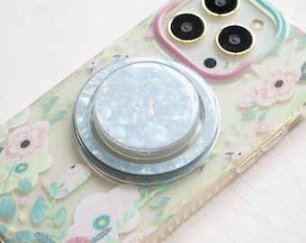 Sea Shell Phone Grip, Abalone Shell Magnetic Grip For Kindle, Magnetic Folding Base, Kindle Grip,iPhone 16 15 14 13 12 11 Pro Max Phone Grip