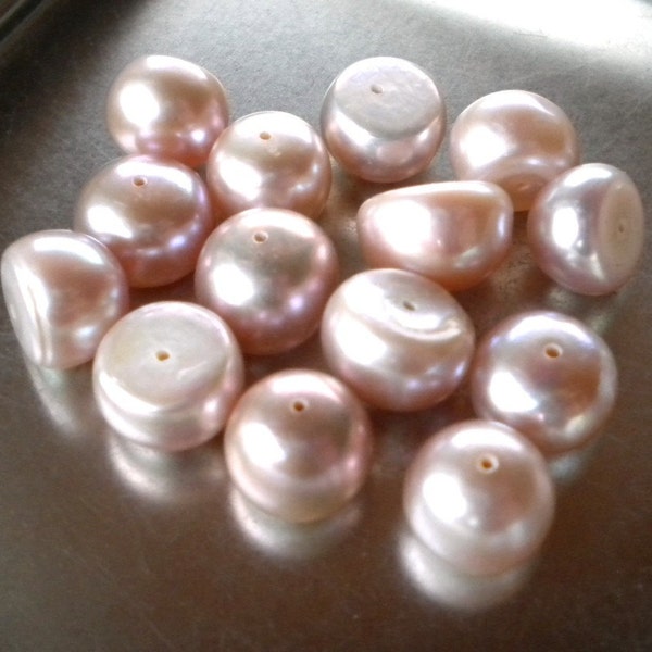 Pink Freashwater Pearl, 9x6mm Button, 17ea