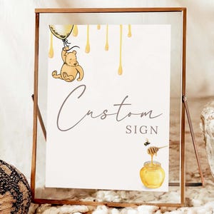 Classic Winnie The Pooh Baby Shower Custom Sign, Winnie The Pooh Baby Shower Decorations, Editable Sign, Instant Download, Printable