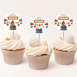 Bricks Birthday Cupcake toppers Building Blocks BirthdayCupcake toppers Building Blocks Toppers Digital Editable Template