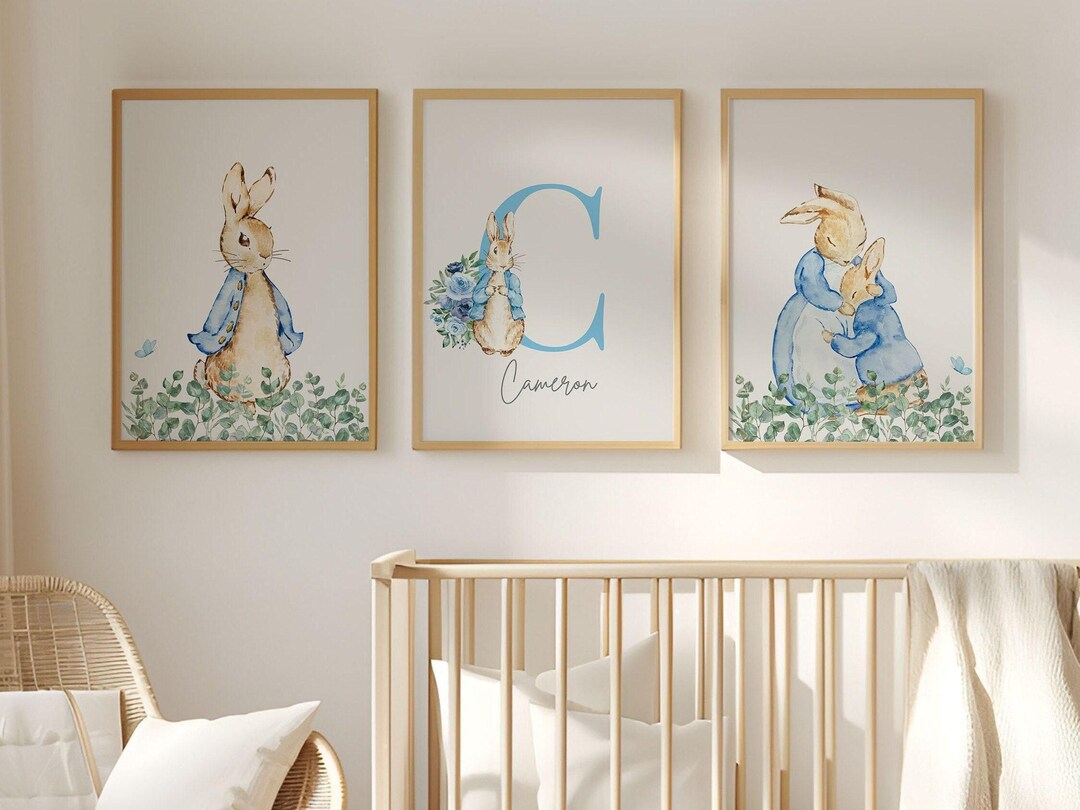 Nursery Decor, Bunny Nursery Prints, Rabbit Nursery Wall Art, Green ...