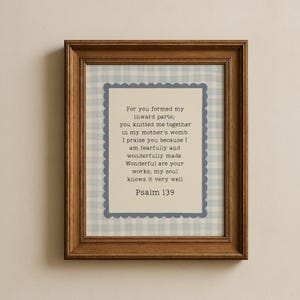 Kristet konsttryck Psalm 139 | Barnrumsdekoration i Cottagecore | Digitalt utskrivbart