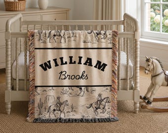 Personalized Custom Name Western Nursery Woven Blanket ∙ 2277
