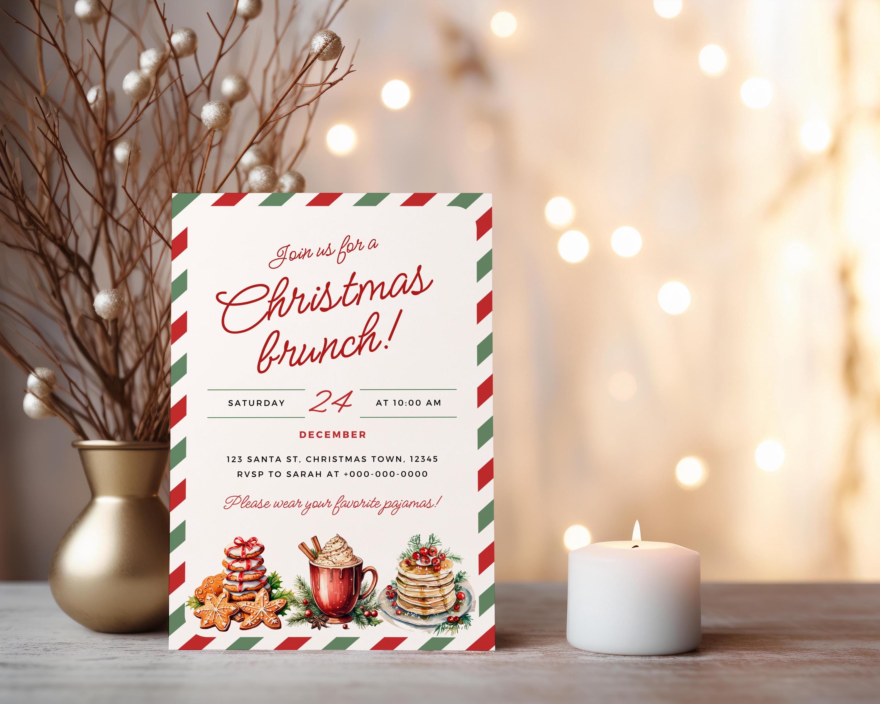 Christmas Brunch Invitation Christmas Breakfast Invite pancake Holiday