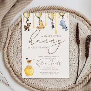 Classic Winnie The Pooh Baby Shower Invitation, Editable Winnie Pooh Baby Shower Invitation, Vintage Winnie The Pooh Baby Shower, Printable